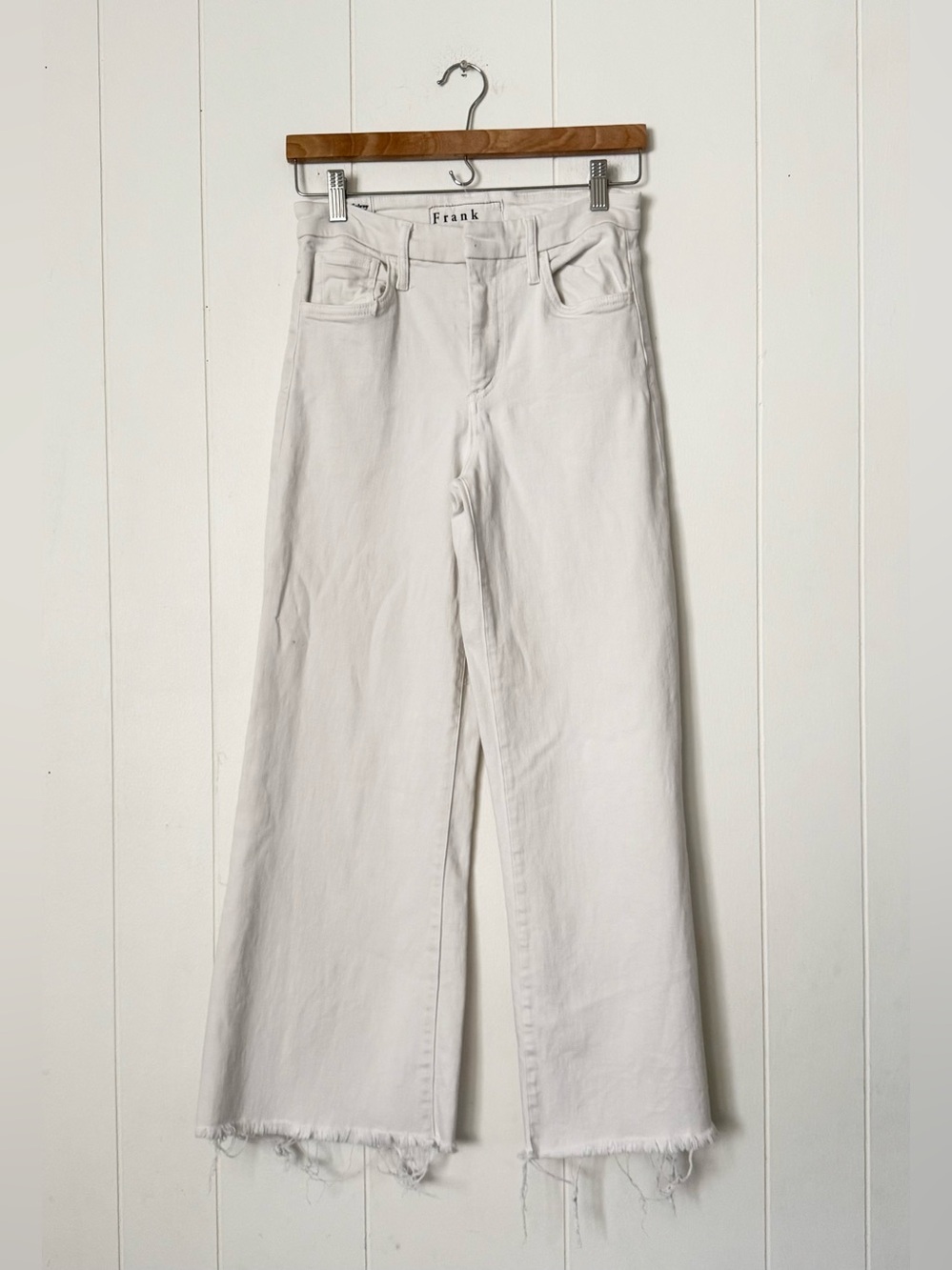 Frank & Eileen Galway Gaucho Wide Leg Jeans Size 26 White Italian Dream Denim
